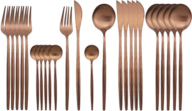 ihocon: JASHII Rose Gold Silverware Set, 24 Pieces Stainless Steel, Service for 6  玫瑰金刀叉湯匙及茶匙餐具套裝(6人份)