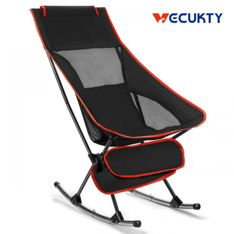 ihocon: Camping Chair, Vecukty High Back Rocking Chair 165 lbs Capacity 便携式折叠摇椅