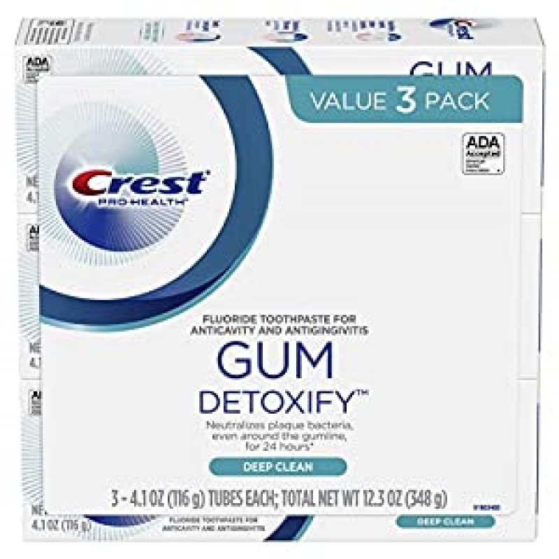 ihocon: Crest Toothpaste Gum Detoxify Deep Clean, 4.1oz (Pack of 3)深層清潔牙膏