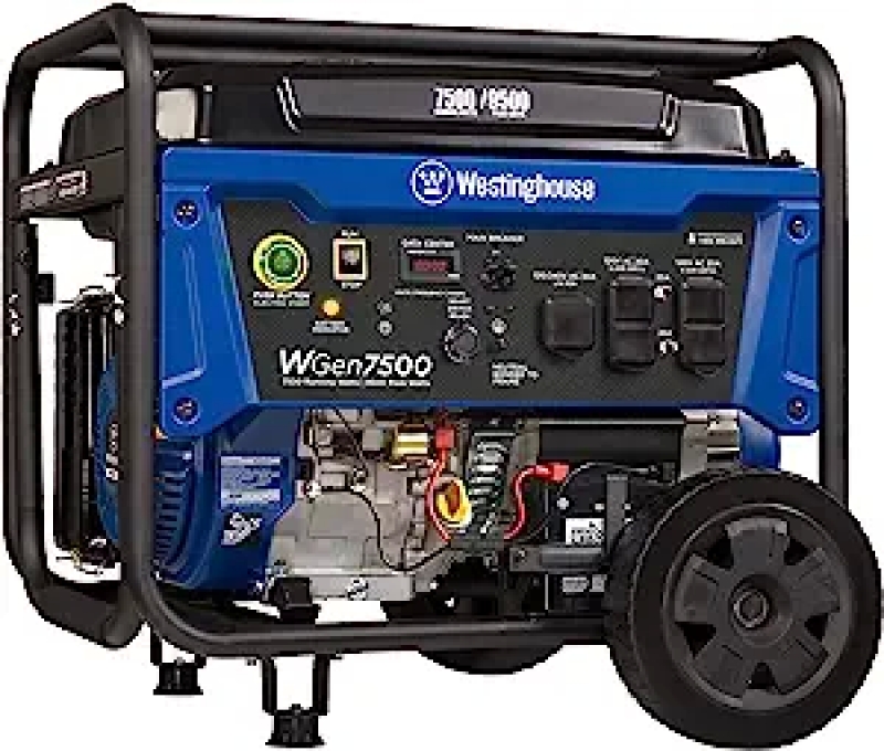 ihocon: Westinghouse 9500 Watt Home Backup Portable Generator, Remote Electric Start with Auto Choke, Transfer Switch Ready 30A Outlet, Gas Powered, CARB Compliant  便攜式發電機