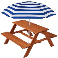 ihocon: Best Choice Products Kids Wooden Picnic Table 儿童木制野餐桌, 附遮阳伞