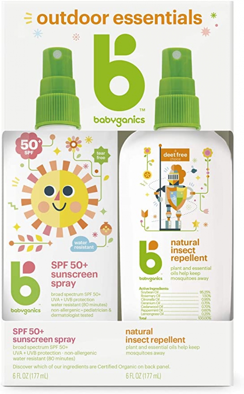 ihocon: Babyganics SPF 50 Baby Sunscreen Spray UVA UVB Protection and DEET Free Bug Repellent, 2 Pack (6 Ounce) 嬰兒防曬噴霧 