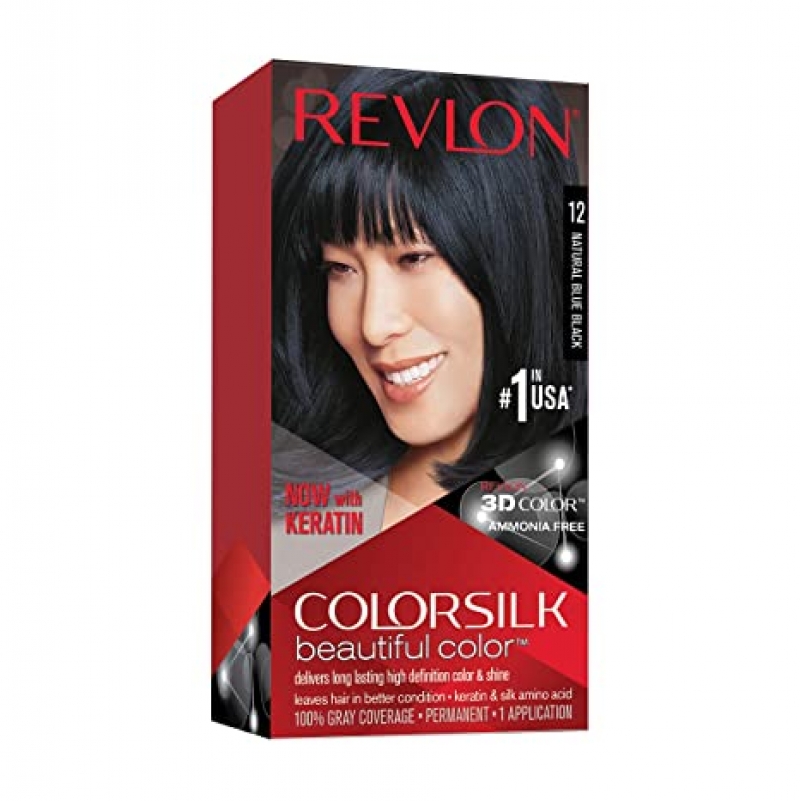 ihocon: Revlon Permanent Hair Color, Ammonia-Free, Keratin and Amino Acids, 12 Natural Blue Black, 4.4 Oz 染髮劑