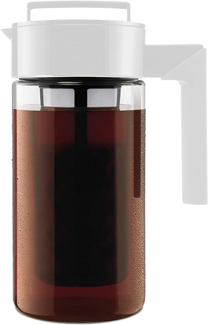ihocon: Takeya Patented Deluxe Cold Brew Coffee Maker with White Lid Airtight Pitcher, 1 Quart冷泡咖啡瓶