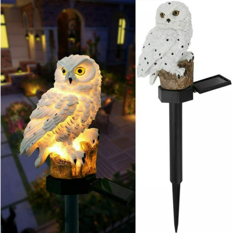 ihocon: Garden Solar Lights Outdoor Decorative Resin Owl Solar LED Lights with Stake for Garden Lawn Pathway Yard Decortions 太陽能貓頭鷹燈