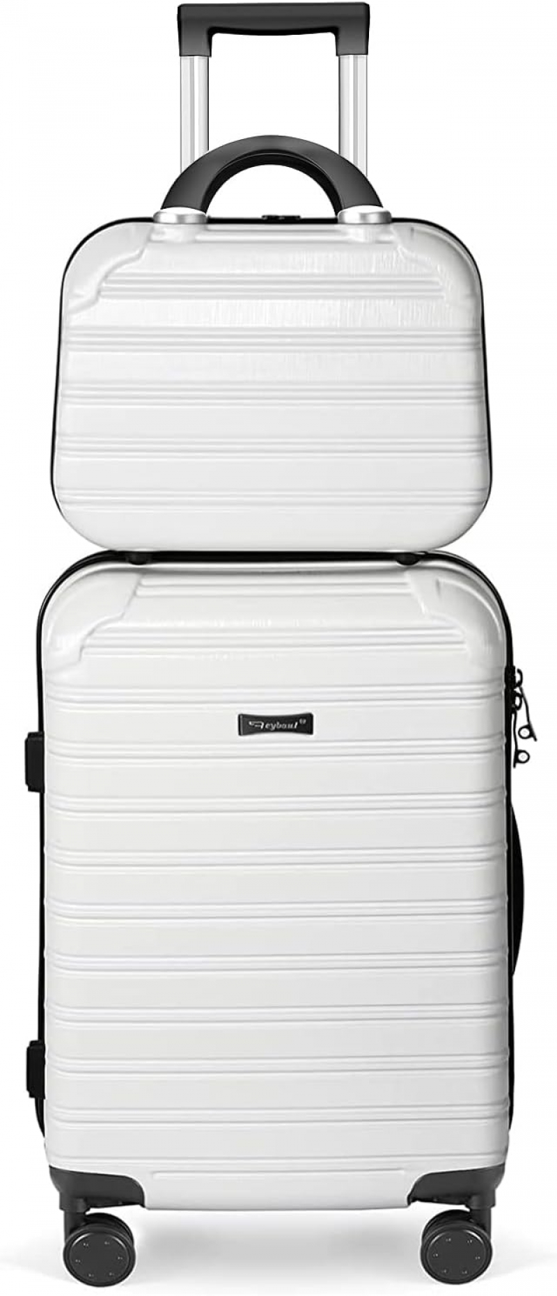 ihocon: Luggage Set 2PCS Suitcase PC+ABS Carry On Luggage with Spinner Wheels, White 2-Piece Set(14/20) (968) 行李箱套裝 2件組