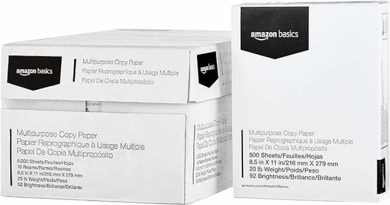 ihocon: [Amazon自家品牌] Amazon Basics Multipurpose Copy Printer Paper, 8.5 x 11, 20 lb, 10 Reams, 5000 Sheets, 92 Bright 白紙(打印/復印紙)10 Reams