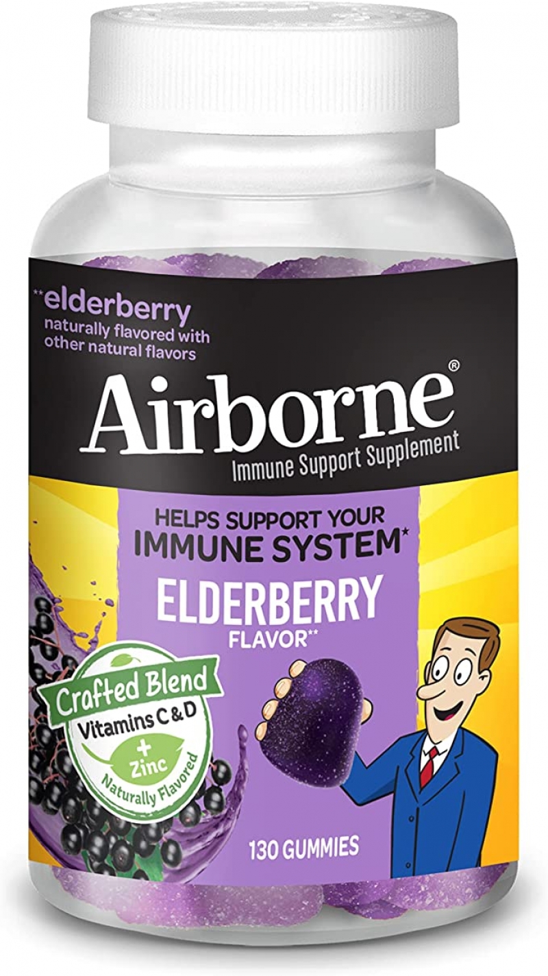 ihocon: [免疫力強化] Airborne Elderberry + Zinc & Vitamin C Gummies (130 count bottle) 接骨木, 鋅及維他命C軟糖