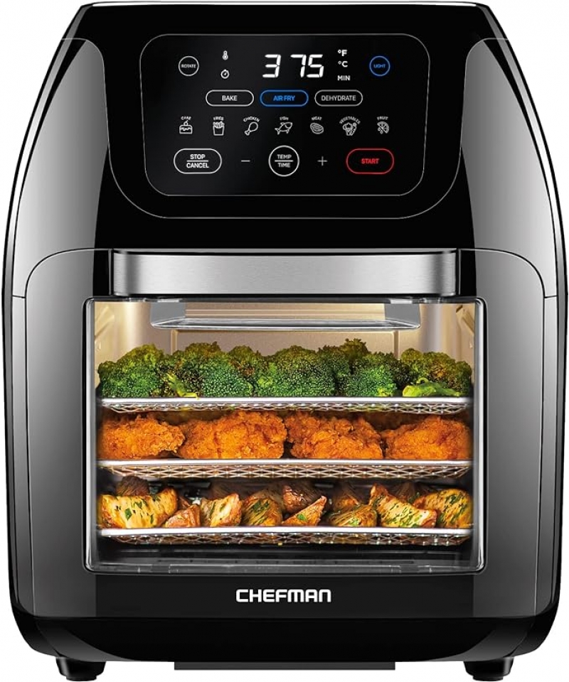 ihocon: CHEFMAN Multifunctional Digital Air Fryer+ Rotisserie, Dehydrator, Convection Oven, 17 Touch Screen Presets Fry, Roast, Dehydrate, Bake, XL 10L 氣炸鍋