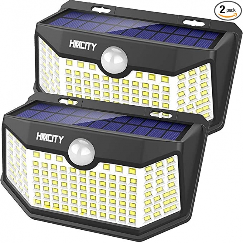 ihocon: HMCITY Solar Lights Outdoor 120 LED 太陽能動作感應庭園燈2盞 
