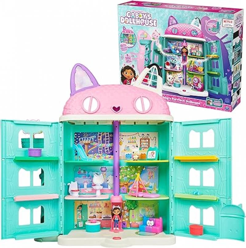 ihocon: Gabby’s Dollhouse, Purrfect Dollhouse with 15 Pieces including Toy Figures玩具屋
