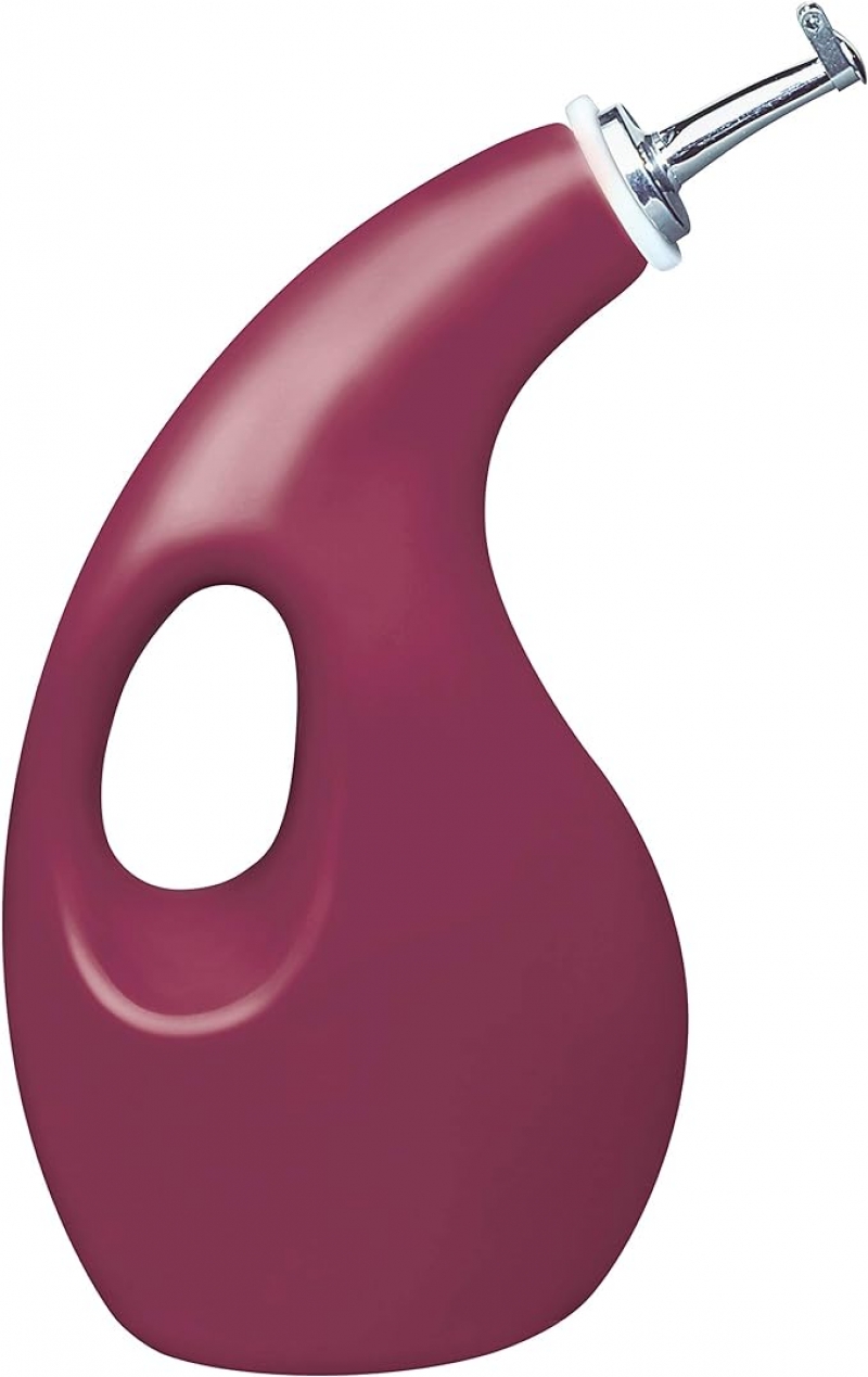 ihocon: Rachael Ray Solid Glaze Ceramics EVOO Olive Oil Bottle Dispenser with Spout - 24 Ounce , Red,Burgundy   陶瓷油瓶