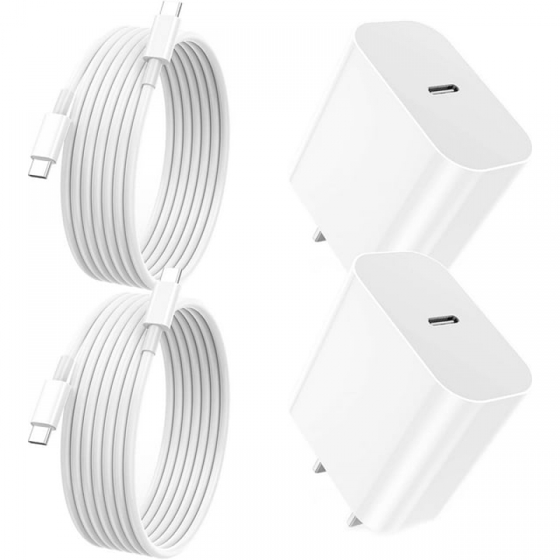 ihocon: GULAIKE iPhone 15 Charger, 2-Pack 20W USB C Wall Charger Block with 5ft USB C to C Fast Charging Cord Compatible 充電器+5呎 USB C iPhone充電線2條