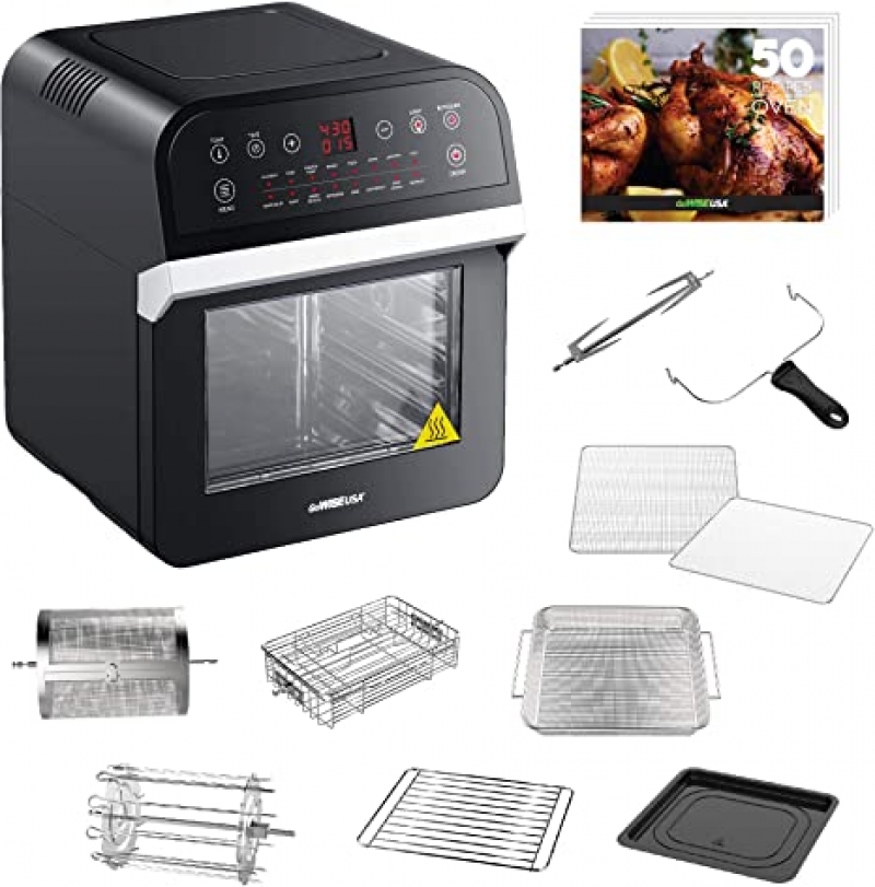 ihocon: GoWISE USA GW44800-O Deluxe 12.7-Quarts 15-in-1 Electric Air Fryer Oven with Rotisserie and Dehydrator + 50 Recipes 氣炸鍋及配件