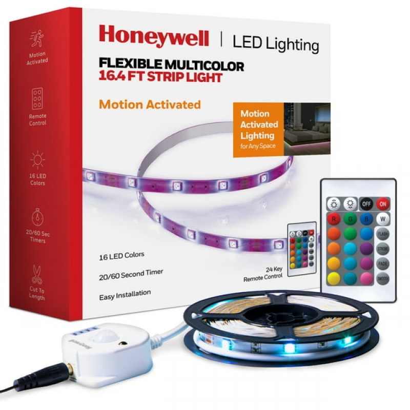 ihocon: Honeywell 16.4ft Multi Color Motion Activated RGB Indoor LED Strip Light with Remote Corded Electric 动作感应室内彩色灯带