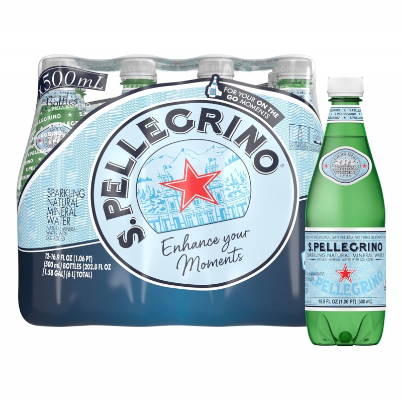 ihocon: S.Pellegrino Sparkling Natural Mineral Water, 16.9 fl oz. Plastic Bottles (12 Count) 气泡天然矿泉水