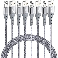 ihocon: SHSIXIN  USB A Male to Micro USB Charger Cable (4-Pack, 10/6/6/3FT)充電線