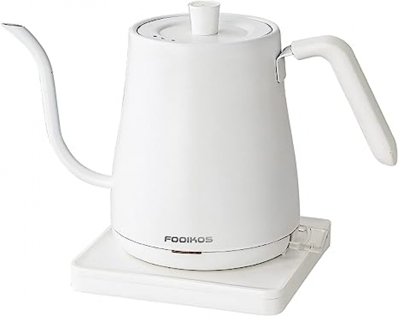 ihocon: Fooikos Electric Gooseneck Kettle 0.8L for Pour Over Coffee and Tea, Food Grade 304 Stainless Steel, 1000W Quick Heating 不銹鋼電熱鵝頸水壺
