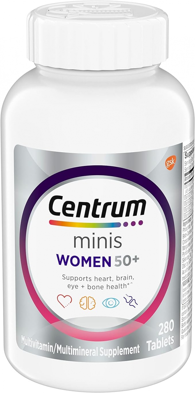 ihocon: 善存 Centrum Minis Silver Women's Multivitamin for Women 50 Plus, Multimineral Supplement with Vitamin D3, B Vitamins, Non-GMO Ingredients, Supports Memory and Cognition in Older Adults銀髮族女性綜合維他命(小粒),280粒