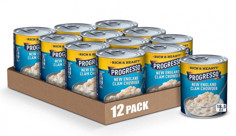 ihocon: Progresso New England Clam Chowder Soup, Rich & Hearty Canned Soup, Gluten Free,新英格蘭蛤蜊濃湯 18.5 oz, 12罐