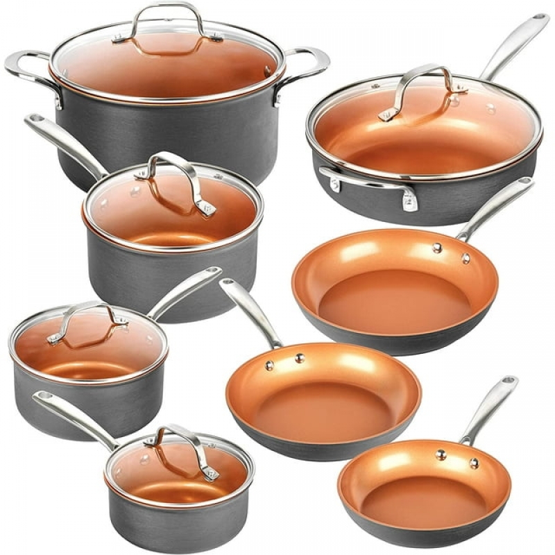 ihocon: Gotham Steel Pots and Pans Set Ceramic Hard Anodized PFOA Free Nonstick Cookware Set Pro 13-piece 不沾鍋組