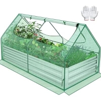 ihocon: Homdox 6 * 3 * 1FT/120 Gallon Galvanized Raised Garden Bed 金屬種植床及温室罩