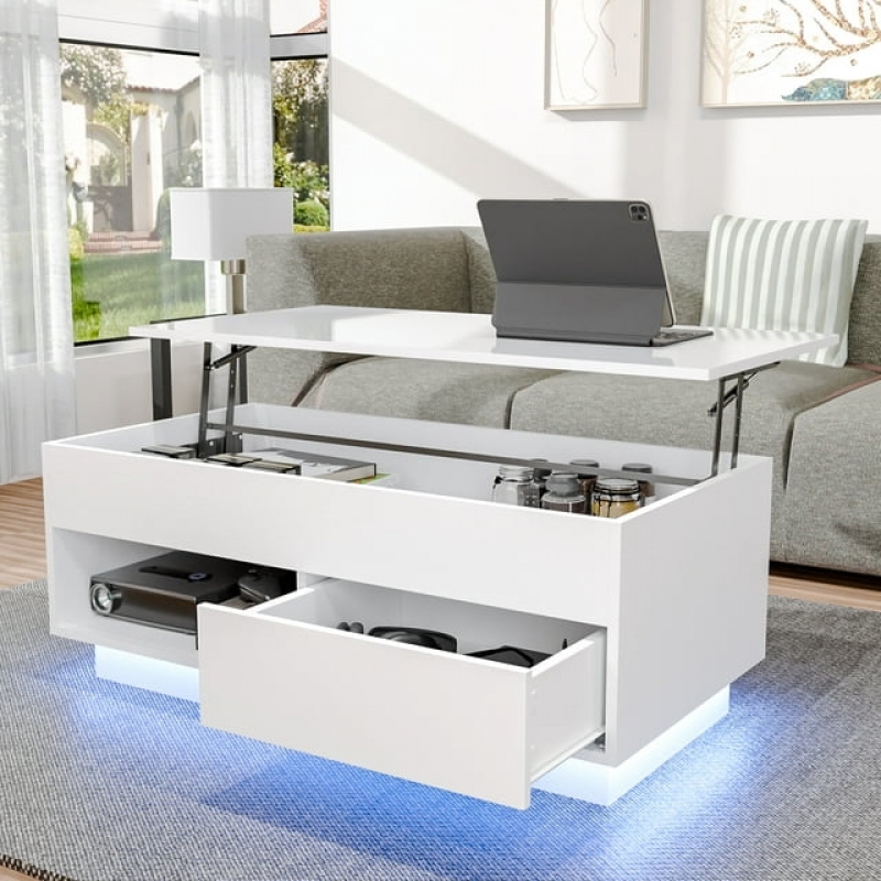 ihocon: Hommpa Lift Top Coffee Table with LED 39.4 Modern Rectangle Sofa Side Cocktail Tables  升降式茶凢