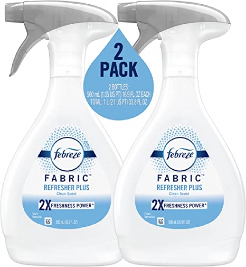 ihocon: Febreze Fabric Spray, Odor Eliminator for Strong Odor, Refresher Spray PLUS with Clean Scent, 16.9 oz (2 Count)  織物除臭噴劑