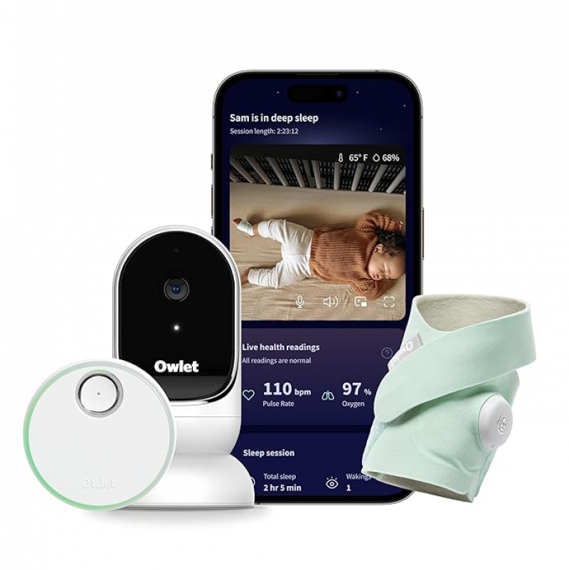 ihocon: Owlet® Dream Duo Smart Baby Monitor: FDA-Cleared Dream Sock® Plus Owlet Cam - Tracks & Notifies for Pulse Rate & Oxygen While Viewing Baby in 1080p HD WiFi Video - Bedtime Blue  智慧型嬰兒監看器 (追蹤脈搏及氧氣)