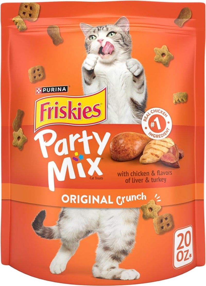 ihocon: Purina Friskies Cat Treats, Party Mix Original Crunch 貓咪零食 20 oz.