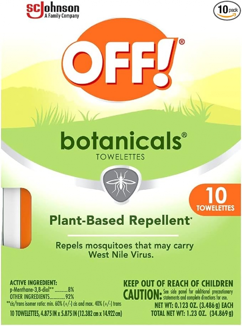 ihocon: OFF! Botanicals Insect Repellent Wipes, Plant-Based Mosquito Repellent, 10 Count Individually Wrapped Wipes   驱蚊湿巾(植物配方) 10片独立包装