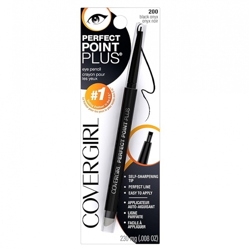 ihocon: COVERGIRL Perfect Point PLUS Eyeliner, One Pencil, Black Onyx Color, Self Sharpening Eyeliner Pencil, Smudger Tip for Blending 眼線筆