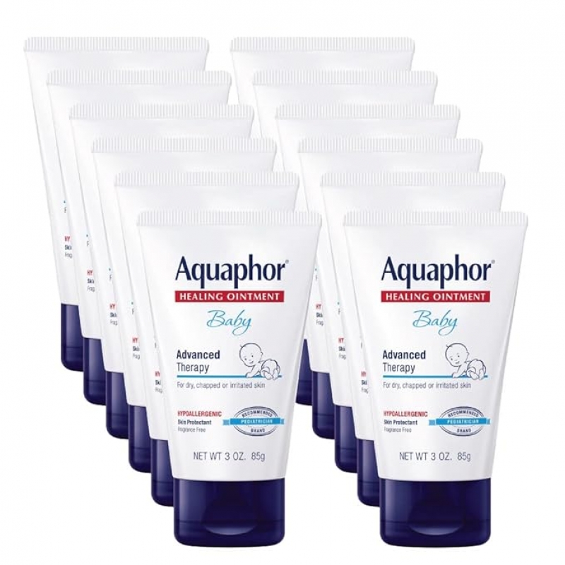 ihocon: Aquaphor Baby Healing Ointment, Advanced Therapy for Chapped Cheeks and Diaper Rash  嬰兒修護軟膏, 3 oz. 12支