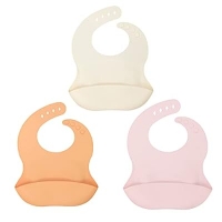 ihocon: LAUIEKNA Silicone Baby Bibs 3Pcs/Set Waterproof  嬰兒矽膠防水圍兜 3件-多色可選