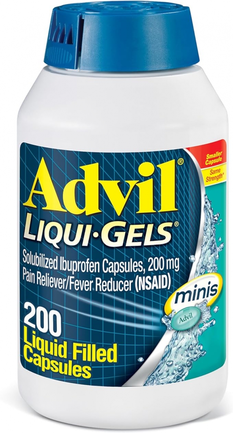 ihocon: Advil Liqui-Gels minis Pain Reliever and Fever Reducer, Pain Medicine for Adults with Ibuprofen 200mg for Pain Relief 止痛退烧药 200粒