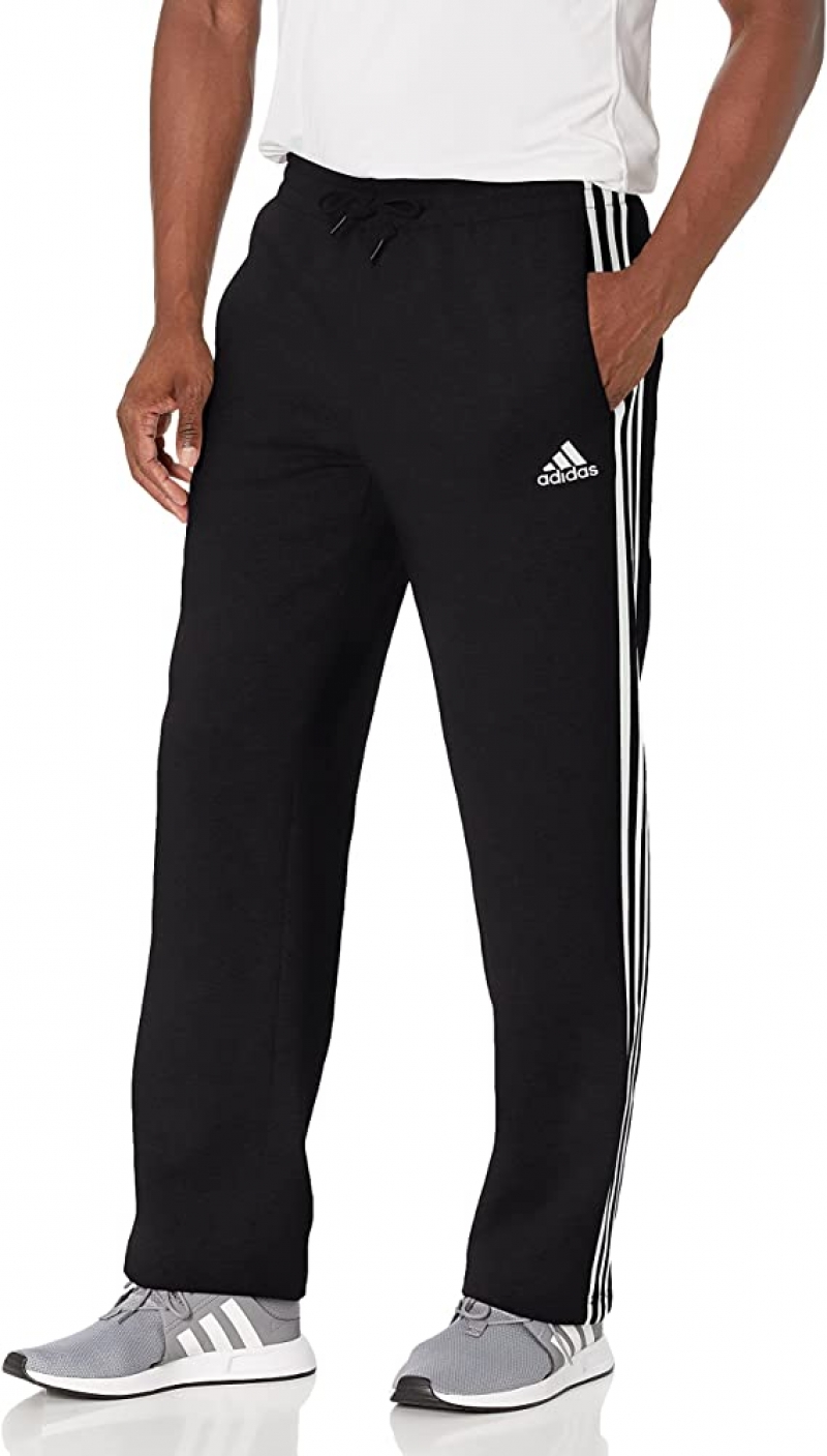 ihocon: adidas Men's Essentials Fleece Open Hem 3-Stripes Pants 男士運動褲