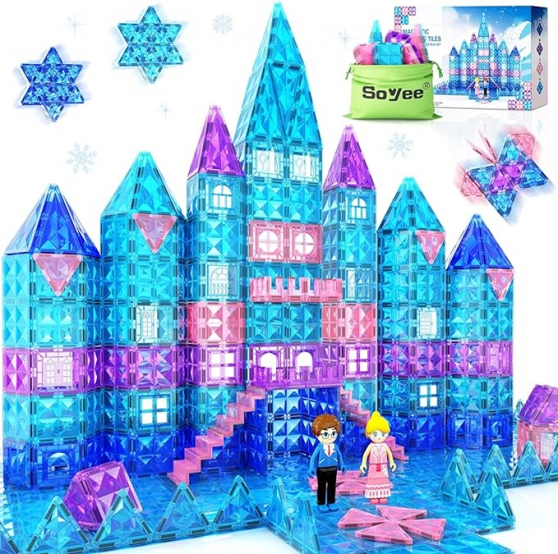 ihocon: Soyee Frozen Toys for Girls Magnetic Tiles 102-piece 冰雪奇缘磁性积木