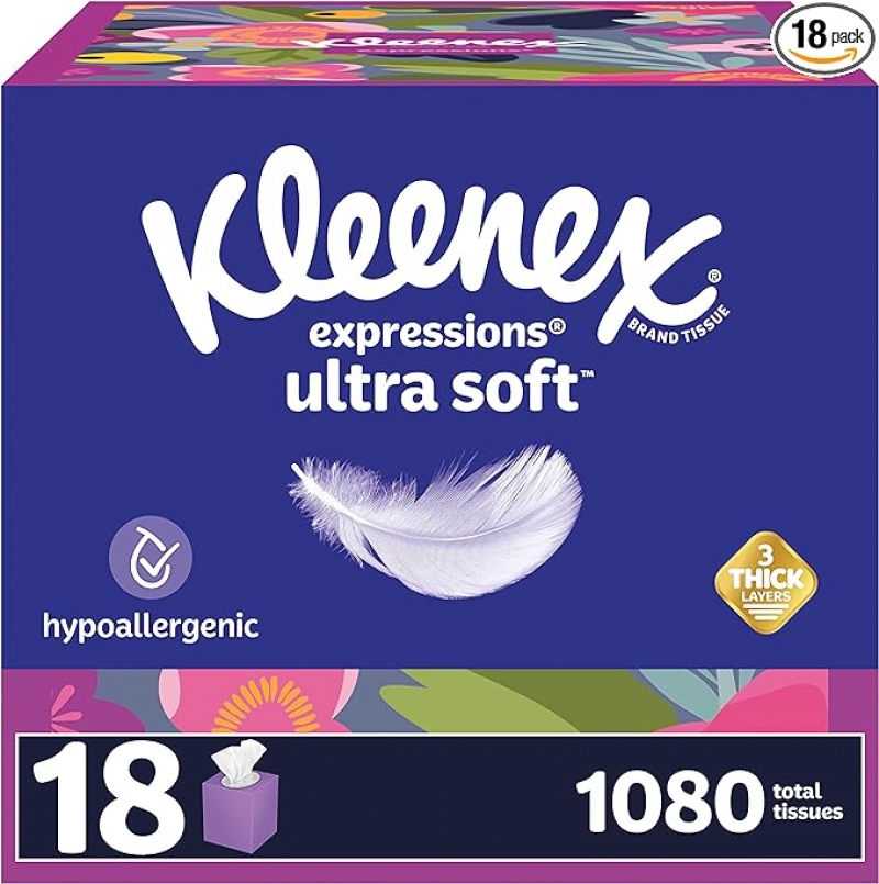 ihocon: Kleenex Expressions Ultra Soft Facial Tissues 面紙18盒(共 1,080張)