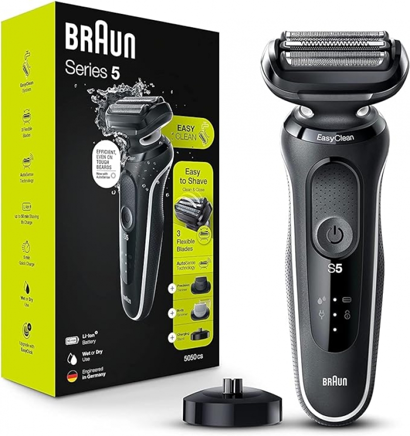 ihocon: Braun Electric Razor for Men, Waterproof Foil Shaver, Series 5 5050cs 乾濕兩用男士電動刮鬍刀