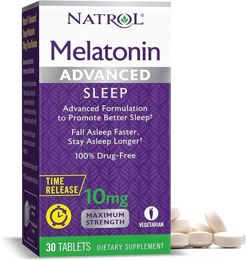 ihocon: [睡眠幫助] Natrol Melatonin Advanced Sleep Tablets with Vitamin B6, Helps You Fall Asleep Faster, Stay Asleep Longer褪黑激素 10mg, 30粒