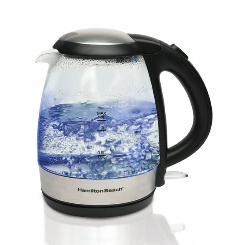 ihocon: Hamilton Beach Compact Glass Kettle, 1.2 Liters, 1500 Watts 玻璃电热水瓶