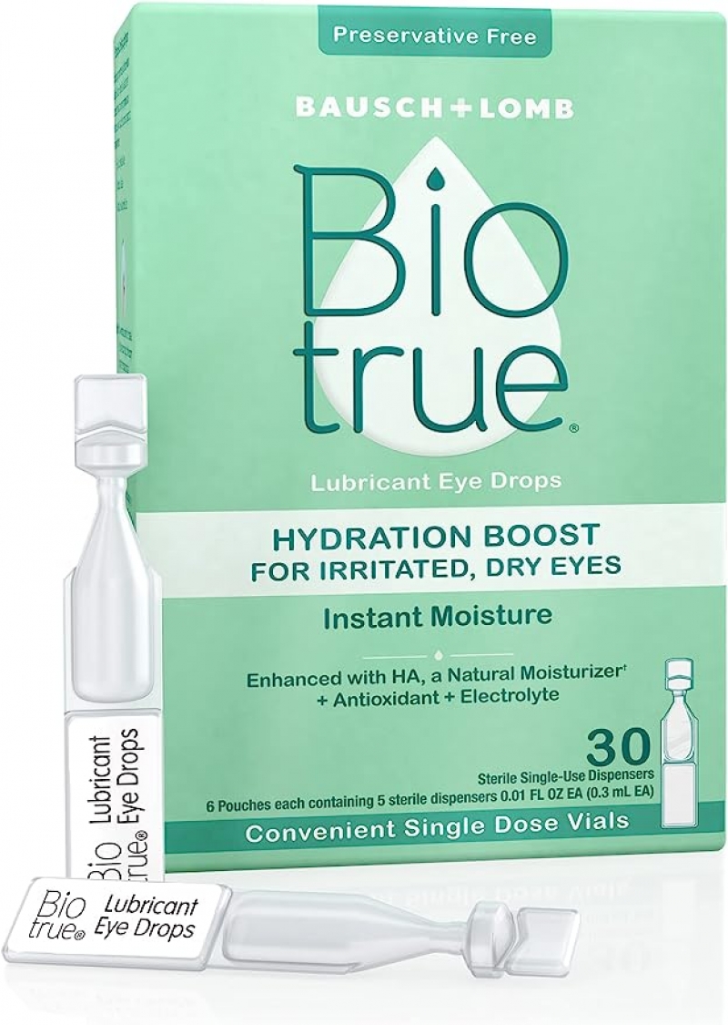 ihocon: 博士倫 Bausch + Lomb Biotrue Hydration Boost Eye Drops 乾眼舒緩眼藥水, 不含防腐劑 30個