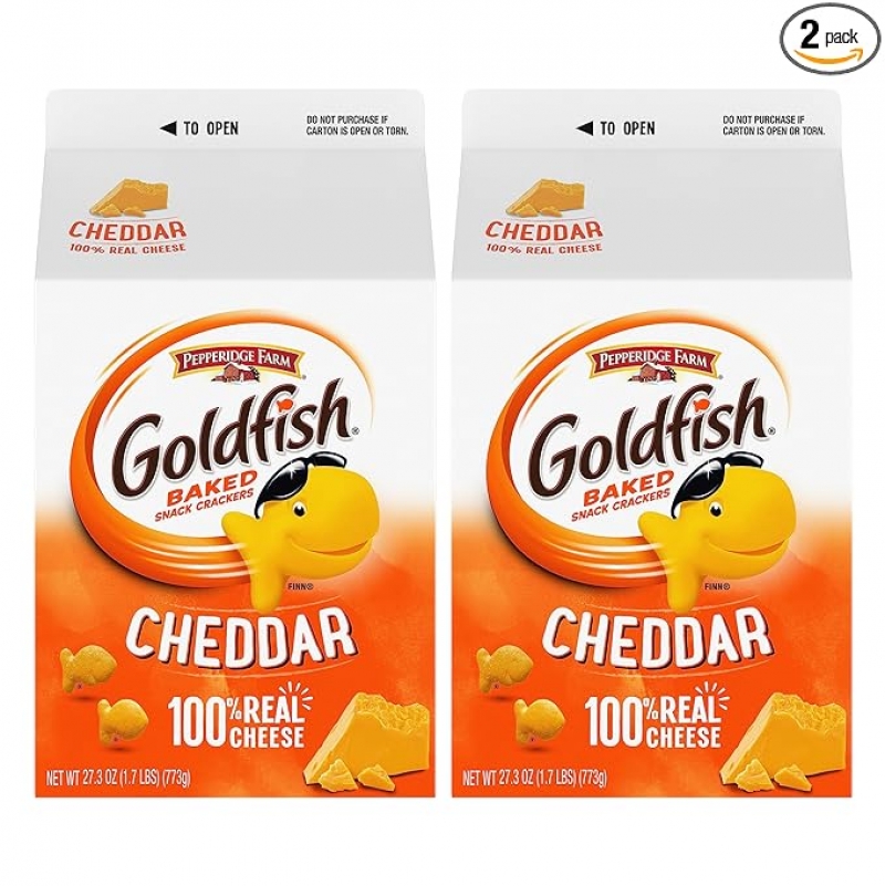 ihocon: Goldfish Cheddar Crackers 小魚餅乾 27.3 oz 2盒