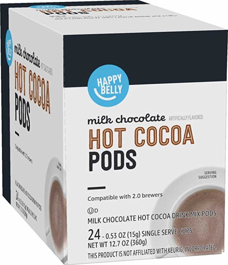 ihocon: [Amazon自家品牌]Happy Belly Hot Cocoa Pods, Milk Chocolate Flavored, 24 Count 熱可可膠囊