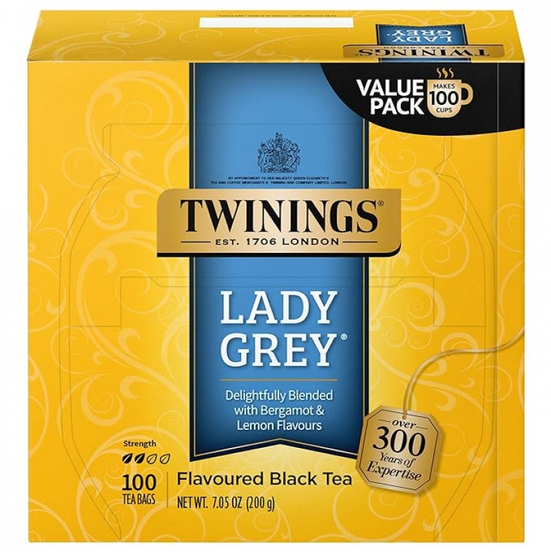 ihocon: Twinings Lady Grey Black Tea, 100 Individually Wrapped Tea Bags, Orange Peel & Lemon Peel 茶包 100包