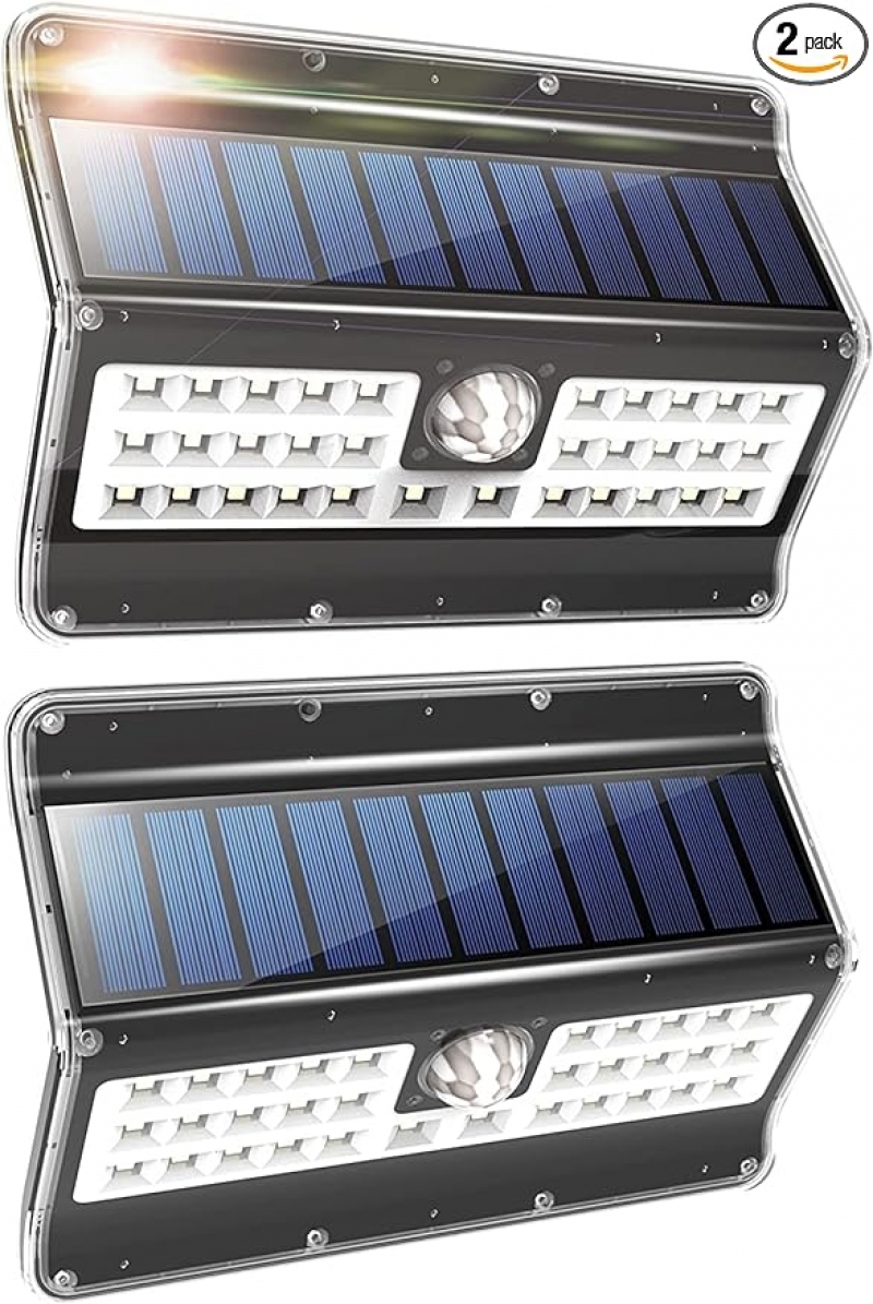 ihocon: EZBASICS Solar Motion Sensor Lights Outdoor with 32LED 3 Optional Modes IP 65 Waterproof 120° Wide Angle 太阳能动作感应庭园灯2盏