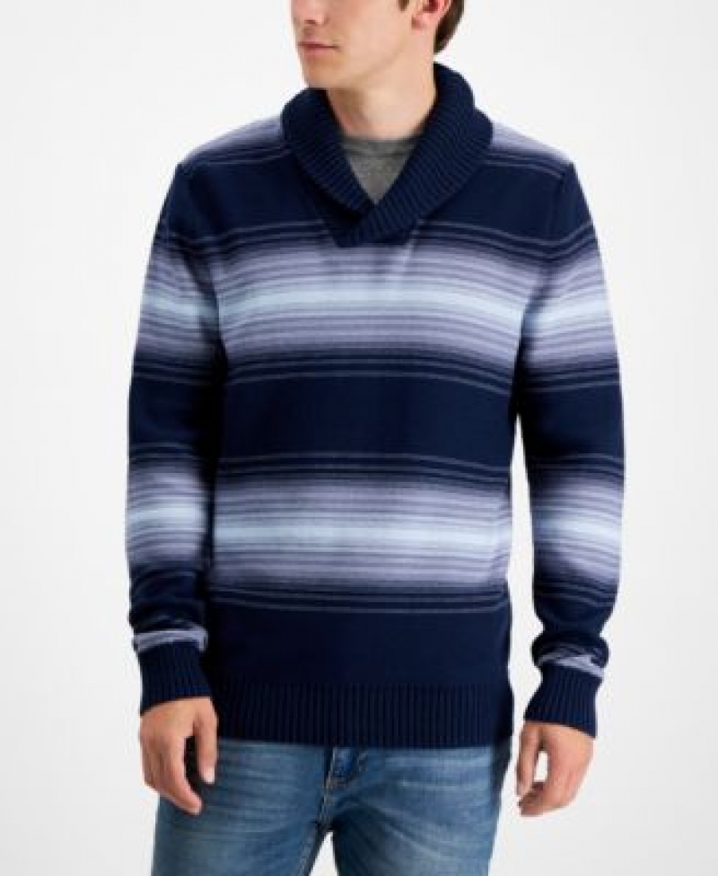 ihocon: Sun + Stone Men's Deacon Horizontal Striped Shawl Sweater男士毛衣-2色可選 