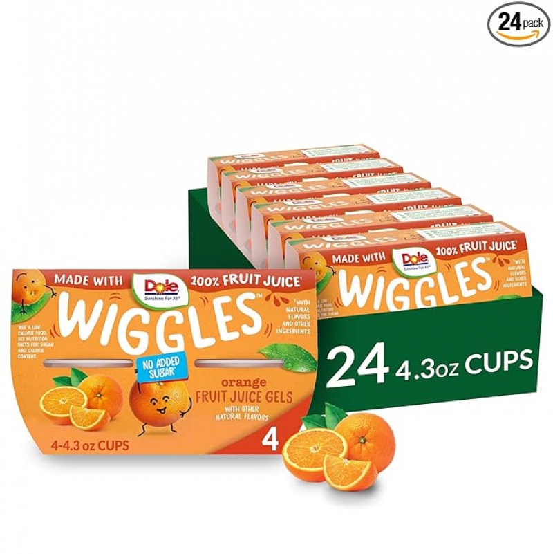 ihocon: Dole Wiggles No Sugar Added Orange Fruit Juice Gels Snacks 柳橙水果點心(無添加糖) 4.3oz, 24杯