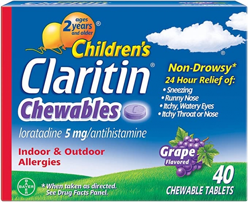 ihocon: Claritin 24 Hour Allergy Chewables for Kids 兒童24小時抗過敏嚼片 40粒