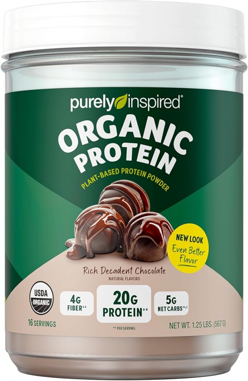 ihocon: Purely Inspired Plant-Based Protein Powder for Men & Women, Rich Decadent Chocolate有机植物蛋白粉 (16 Servings)
